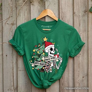 Sorta Merry Christmas Skeleton, Sarcastic Holiday Tee