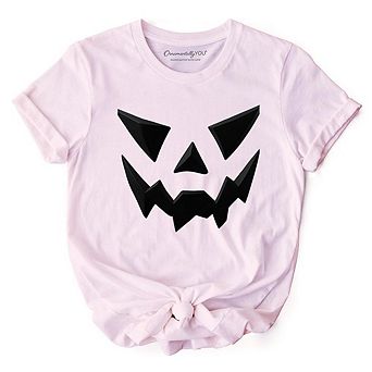 Scary Pumpkin Face T‑Shirt, Minimalist Tee with Spooky Flair