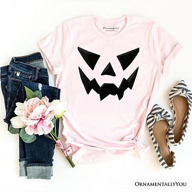 Scary Pumpkin Face T‑Shirt, Minimalist Tee with Spooky Flair