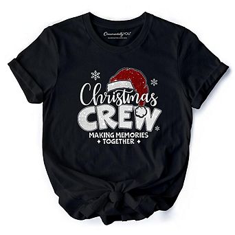 Christmas Crew T‑Shirt, Glitter Santa Hat Tee for Making Memories