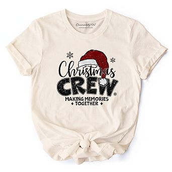 Christmas Crew T‑Shirt, Glitter Santa Hat Tee for Making Memories