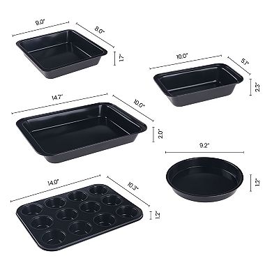 Nonstick, Carbon Steel Oven Safe Bakeware Set, Durable Baking Pans Set, Sheet Pans for Baking