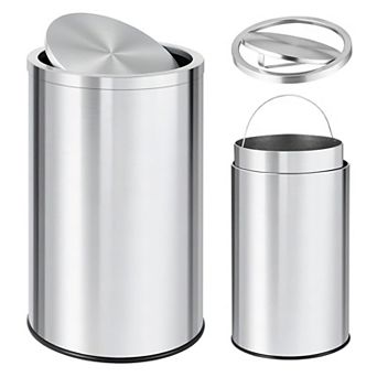13 Gallon Stainless Steel Trash Can, 50 Liter Kitchen Garbage Can, Silver