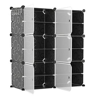 6 tier 2-Row Shoe Rack, Stackable Plastic Shoe Cabinet with Clear Doors