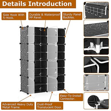 6-Tier 2-Row Shoe Rack, Stackable Plastic Shoe Cabinet with Clear Doors