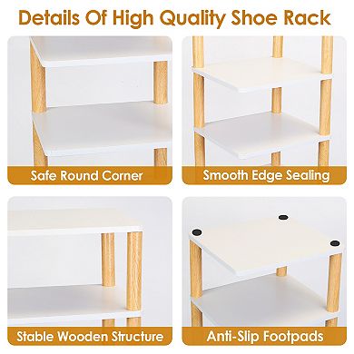 8-Tier Wooden Shoe Rack Vertical Space-Saving Shoe Organizer for Entryway, Hallway & Closet