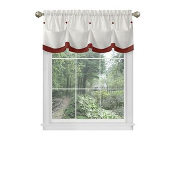 Kate Aurora Country Farmhouse Living Solid Colored Button Tuck Window Valance