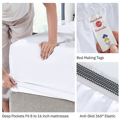 California Design Den 1000 Thread Count Deep Pocket Sheet Set - 100% Cotton Sateen