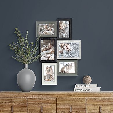 Belle Maison 16" x 23" Beaded MDF 6-Opening Collage Frame