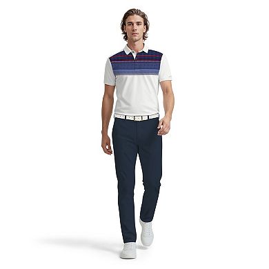 Men's Grand Slam Ombre Textured Stripe Print Short Sleeve Golf Polo Shirt