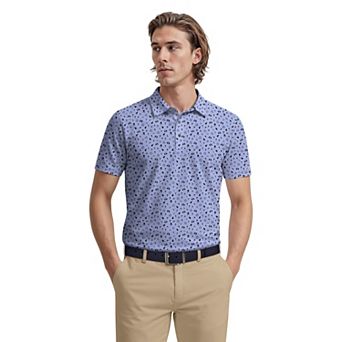 Men's Grand Slam Ombre Textured Stripe Print Short Sleeve Golf Polo Shirt