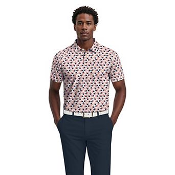 Men's Grand Slam Ombre Textured Stripe Print Short Sleeve Golf Polo Shirt