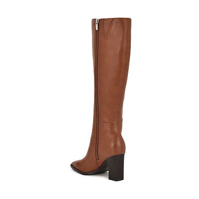 brown high heel dress boots Women's Knee with Chunky Heel, 4.5 The size mark on the shoes is Chinese size Nine West Women's Zeran Knee