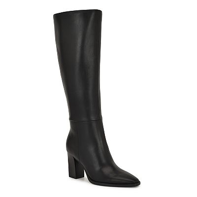 nine west black dress boots NINE WEST Womens Black Over The Knee Stretch Tacy Pointed Toe Stiletto  Zip-Up Dress Boots 7.5 M