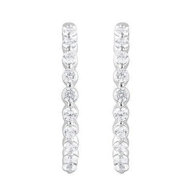 Diamond Brilliance Sterling Silver 1 Carat T.W. Lab-Grown Diamond Hoop Earrings