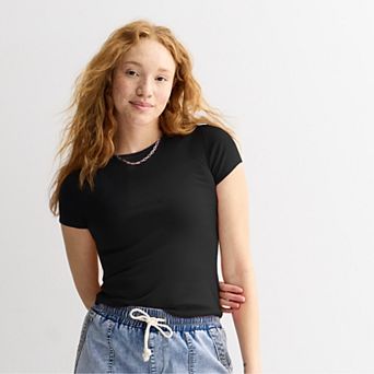 Juniors' SO® Slim Fit Striped Baby Tee