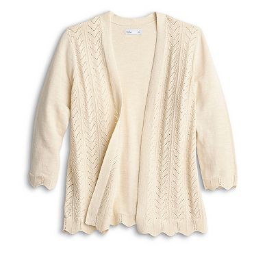 Petite Croft & Barrow® Chevron Open Front Cardigan