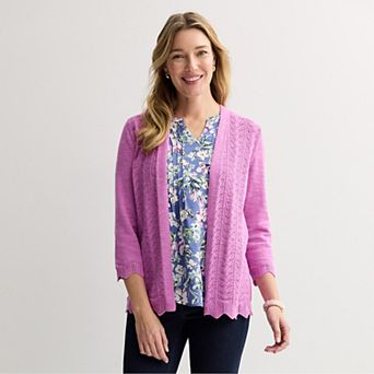 Petite Croft & Barrow® Chevron Open Front Cardigan