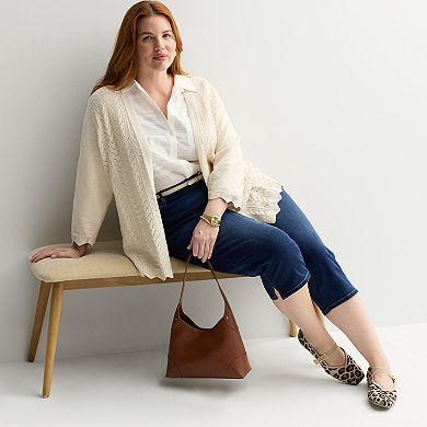 Plus Size Croft & Barrow® Chevron Open Front Cardigan