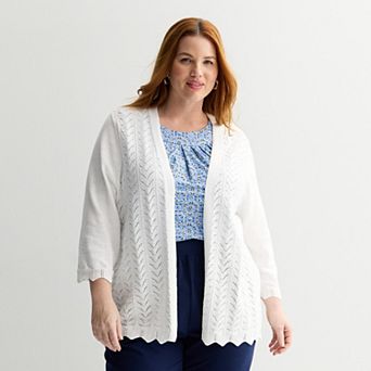 Plus Size Croft & Barrow® Chevron Open Front Cardigan