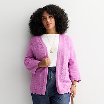 Plus Size Croft & Barrow® Chevron Open Front Cardigan