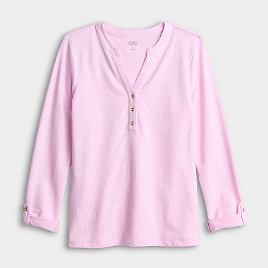 Women's Croft & Barrow® Long Sleeve Split Neck Henley