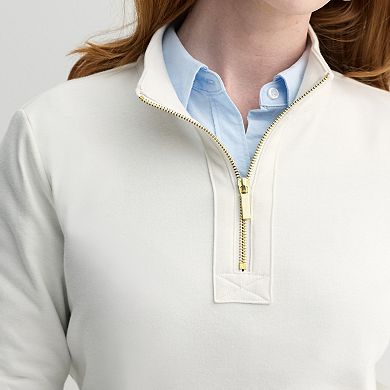 Women's Croft & Barrow® Quarter Zip Stand Collar Pullover