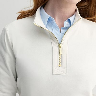 Women's Croft & Barrow® Quarter Zip Stand Collar Pullover