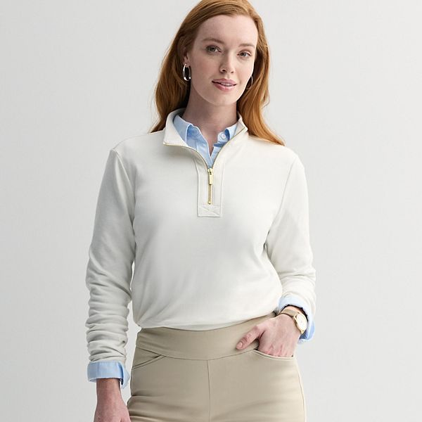 NTN 24FW Stand Collar Pullover サイズ (2) Women's Croft & Barrow® Quarter Zip Stand Collar Pullover