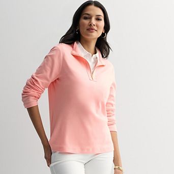 Women's Croft & Barrow® Quarter Zip Stand Collar Pullover