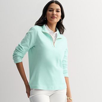 Women's Croft & Barrow® Quarter Zip Stand Collar Pullover