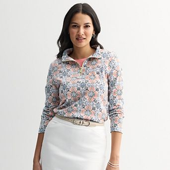 Women's Croft & Barrow® Quarter Zip Stand Collar Pullover