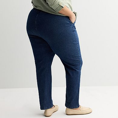 Plus Size Croft & Barrow® Straight Leg Denim Pull On Pants