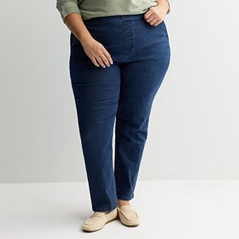 Plus Size Croft & Barrow® Straight Leg Denim Pull-On Pants