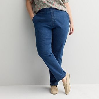 Plus Size Croft & Barrow® Straight Leg Denim Pull-On Pants