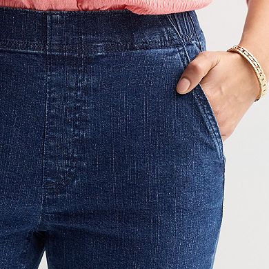 Petite Croft & Barrow® Straight Leg Denim Pull-On Pants