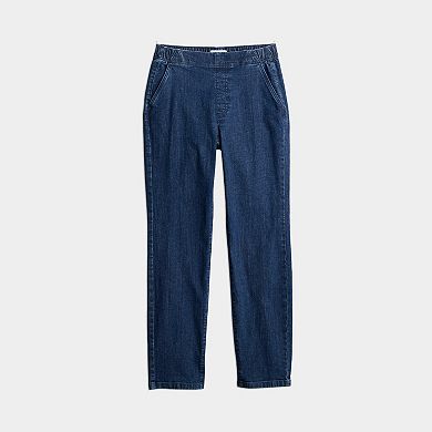 Petite Croft & Barrow® Straight Leg Denim Pull-On Pants