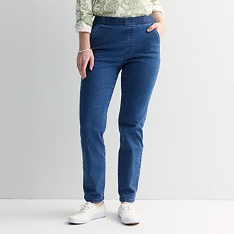 Petite Croft & Barrow® Straight Leg Denim Pull-On Pants