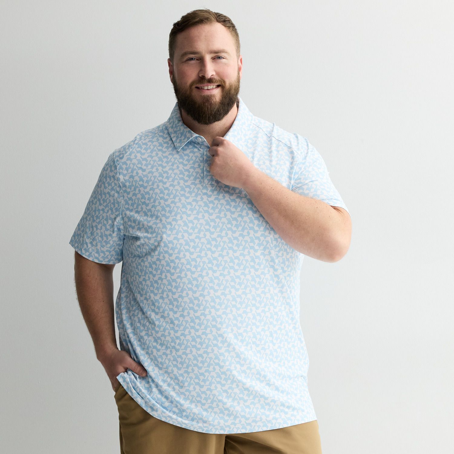 Поло FLX Big & Tall Printed Golf Polo, цвет: Синий — фото 1
