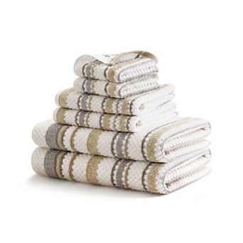 Madison Park Sutton Stripe 6 pc Premium Cotton Towel Set