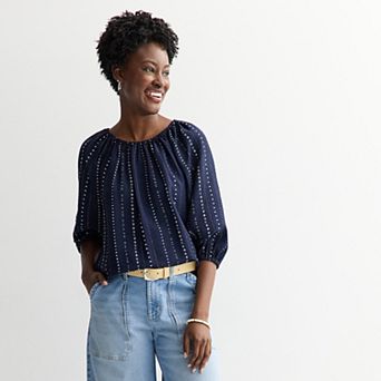 Petite Sonoma Goods For Life® Shirred Feminine Top