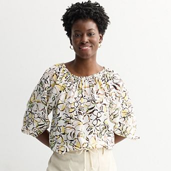 Petite Sonoma Goods For Life® Shirred Feminine Top