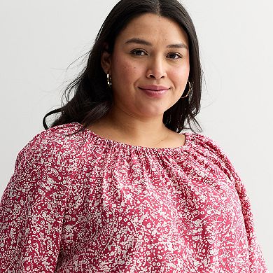 Plus Size Sonoma Goods For Life® Shirred Feminine Top