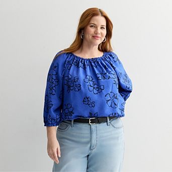 Plus Size Sonoma Goods For Life® Shirred Feminine Top