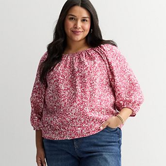 Plus Size Sonoma Goods For Life® Shirred Feminine Top
