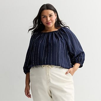 Plus Size Sonoma Goods For Life® Shirred Feminine Top
