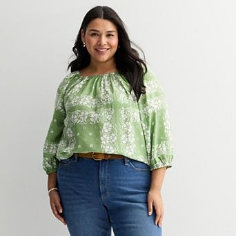 Plus Size Sonoma Goods For Life® Shirred Feminine Top