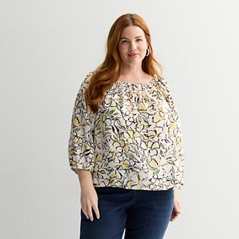 Plus Size Sonoma Goods For Life® Shirred Feminine Top