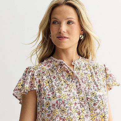 Petite Sonoma Goods For Life® Feminine Button Front Popover Top