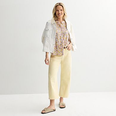 Petite Sonoma Goods For Life® Feminine Button Front Popover Top